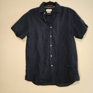 Porter & Ash Classic Navy Linen Shirt - Men's Size Small